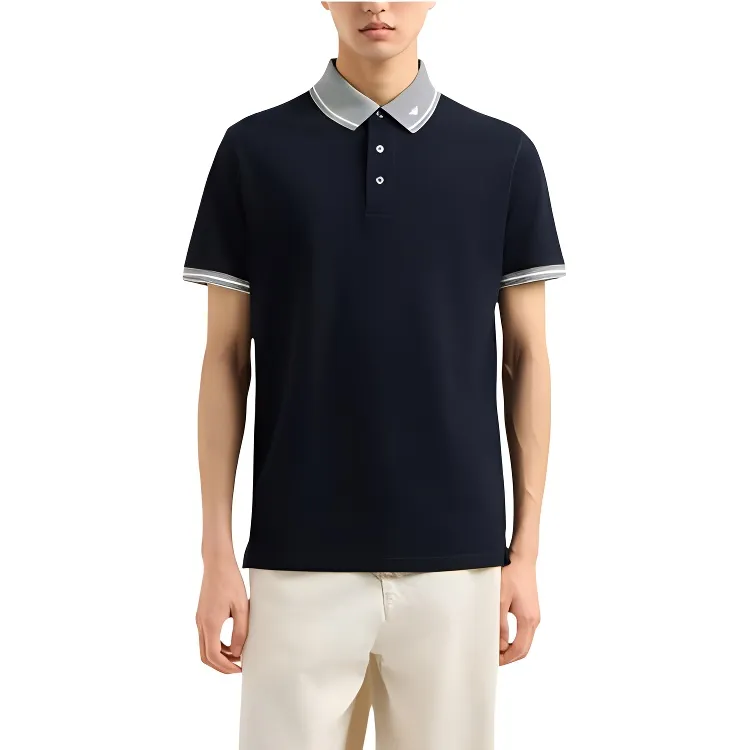 EMPORIO ARMANI Piqué Polo Shirt With Piped Collar-2