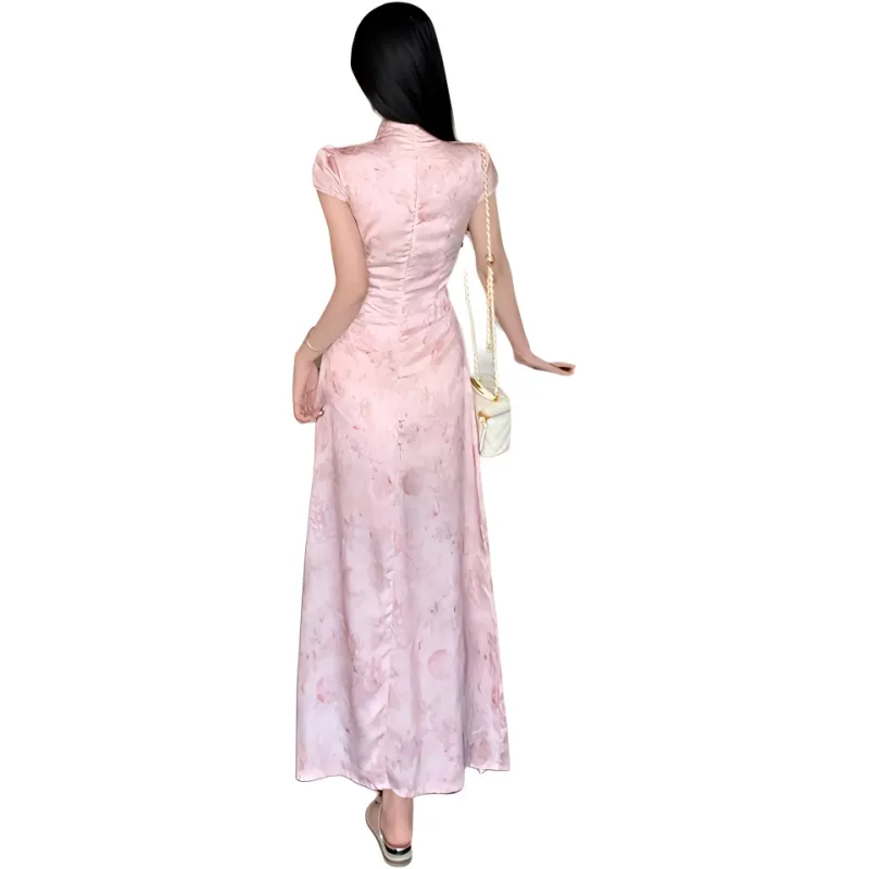 ZCDECO Short Sleeved Dress Women's Lotus Root Powders-0