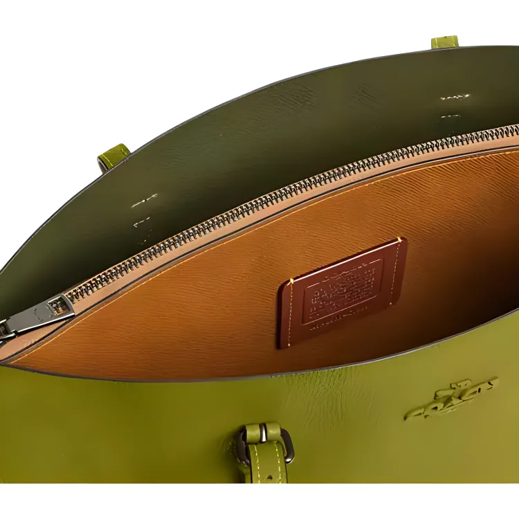COACH Mollie Leather Tote Bag, Shopping Bag, Handbag, Shoulder Bag Large Size Women's Bright Olive-3