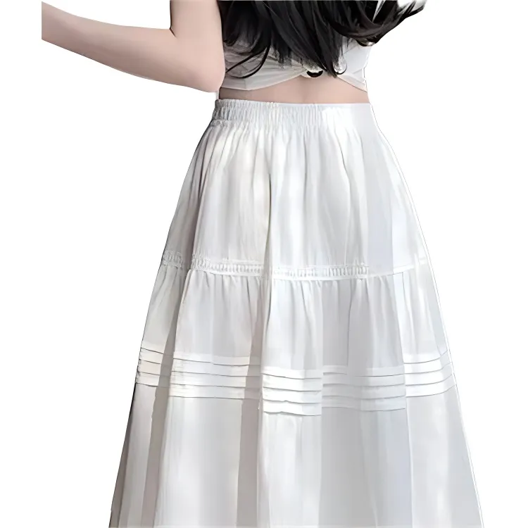 HTHK Casual Long Skirt Women's White-2