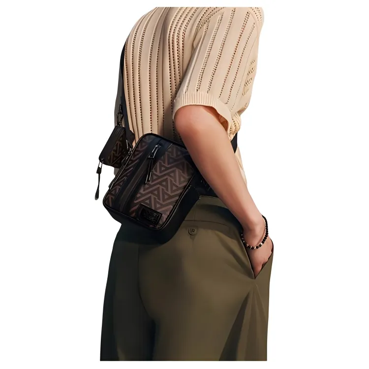 ALDO Artificial Leather With Polyester Crossbody Bag Medium Size Men's Brown-4