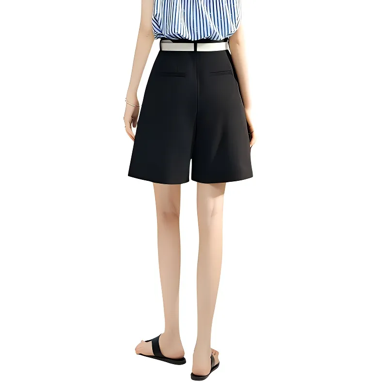 Late White Casual Shorts Women's Black-3