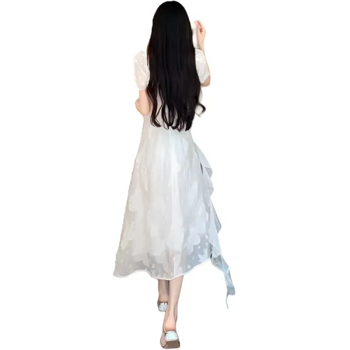 ZCDECO Short Sleeved Dress Women's Beige Apricot