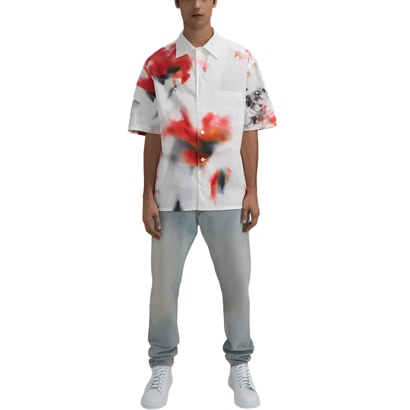 Alexander McQueen Obscured Flower Buttoned Bowling Shirt-1