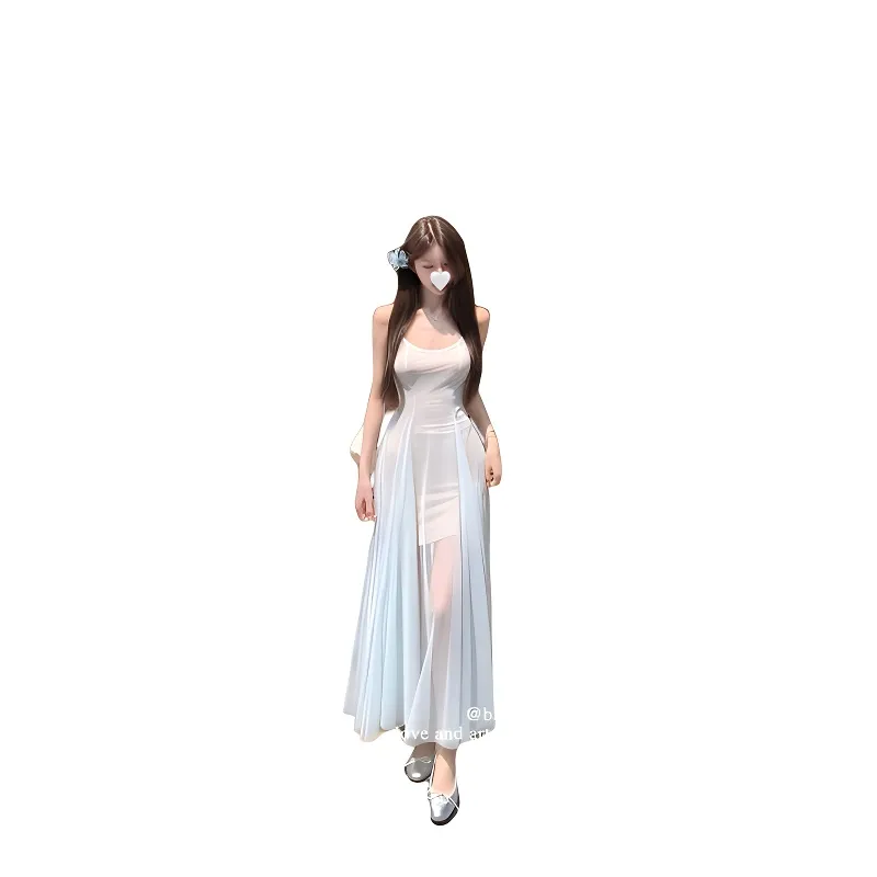 PUREIDOL Slip Dresses Women's Light Blue-6