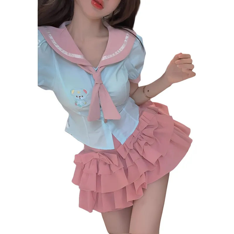 Mu Xiao Xin Two Piece Skirt Sets Women's-2