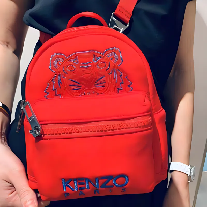 KENZO Nylon Backpack Crossbody Bag Unisex Red-4