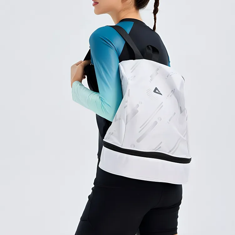 PEAK Polyester EVA Double Shoulder Swim Bag Unisex Black/White-5