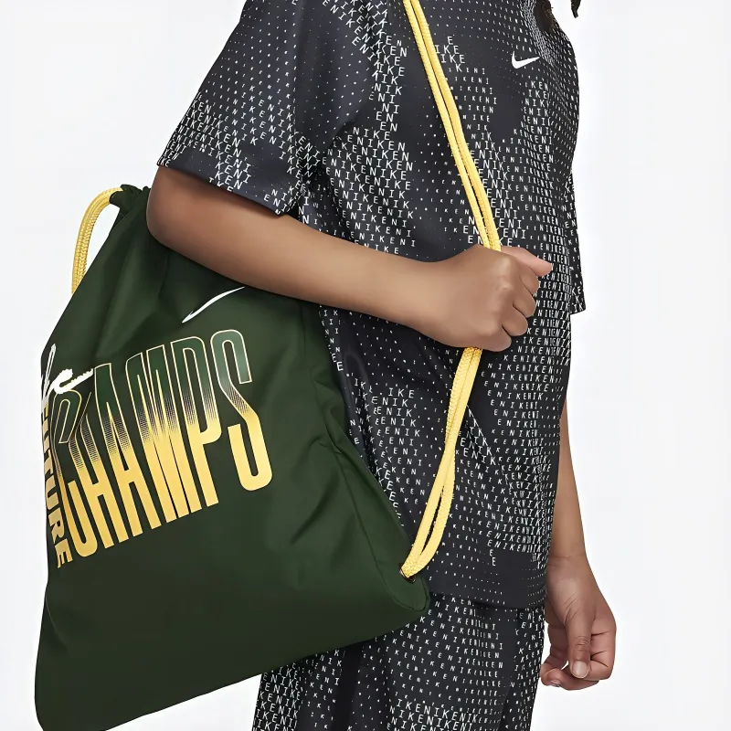 Nike Polyester Backpack Men's Dark Green/White With Saturn Gold Accents-4
