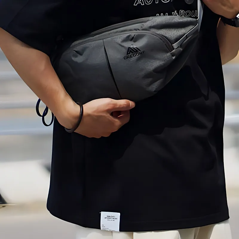 GREGORY Recycled Material Sling Bag, Crossbody Bag, Fanny Pack Unisex Black & Carbon-3