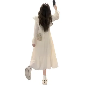 Mu Xiao Xin Long Sleeved Dress Women's Beige