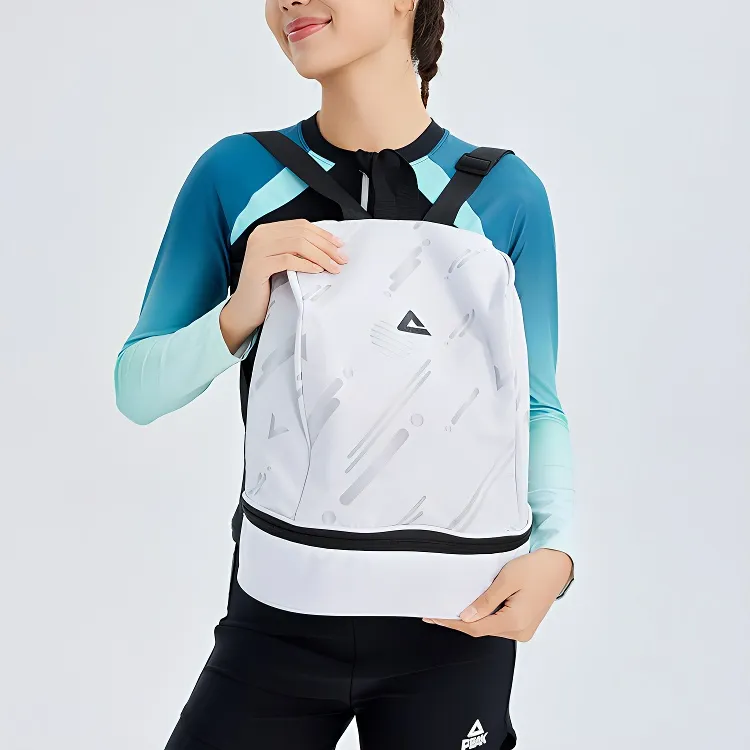 PEAK Polyester EVA Double Shoulder Swim Bag Unisex Black/White-4