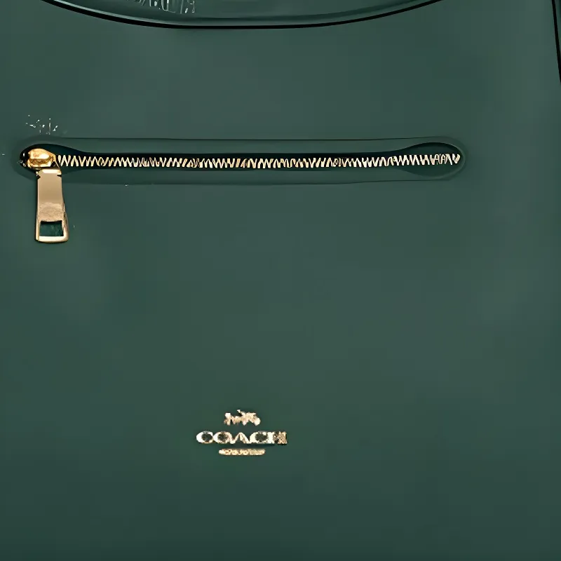 COACH Kristy Pebbled Leather Handbag Shoulder Bag Large Size Women's Dark Green-3