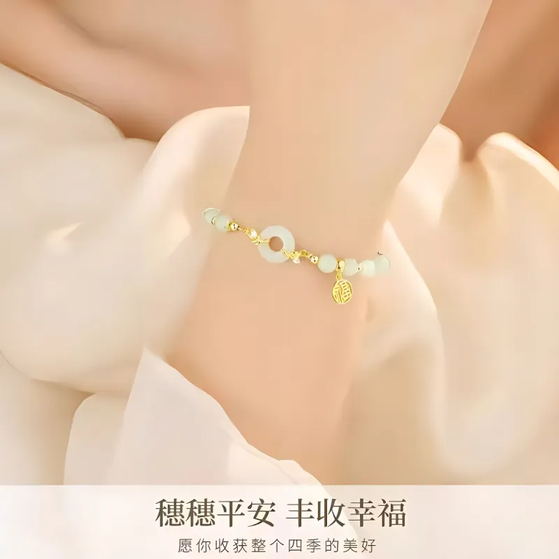 Royal Heaven's Choice Hetian Jade Bracelets Pale Greenish White Jade Women's-1