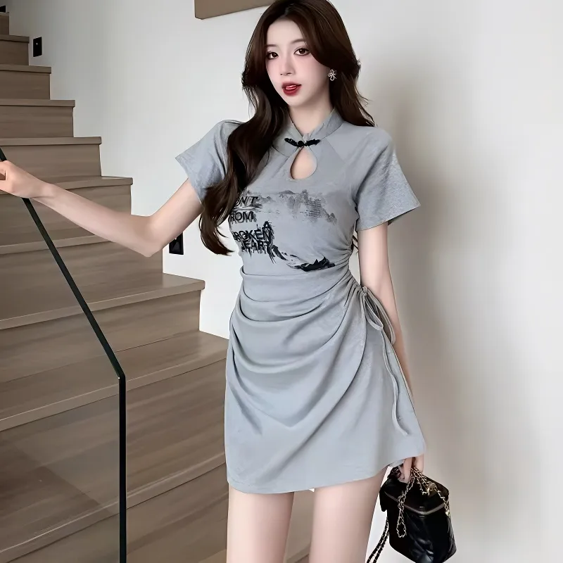 OYANXI Short Sleeved Dress Women's-3