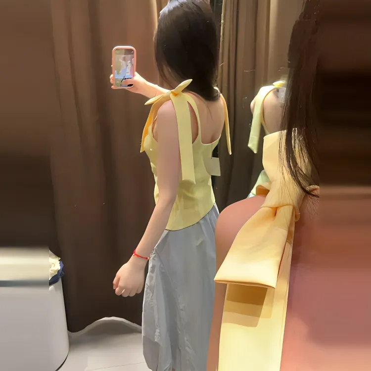 XIAOJUCHUANLI Tank Tops Women's Yellow Tank Top-2