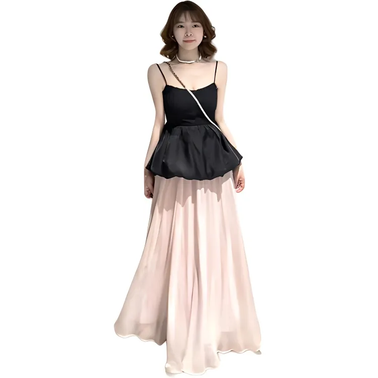 INCO VIBE Two Piece Skirt Sets Women's Black+Pink-1