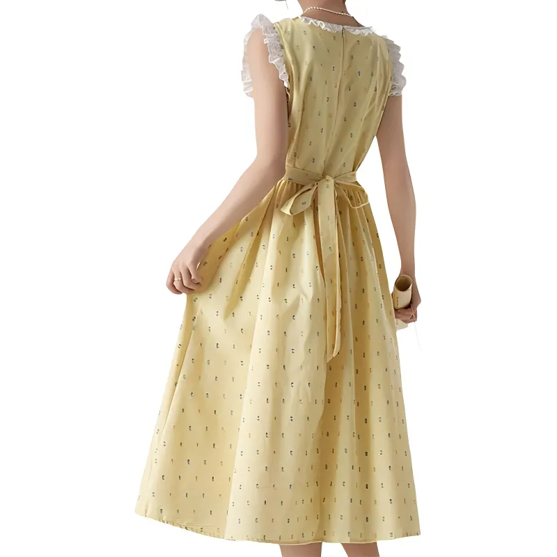 DOKZB Sleeveless Dresses Women's Yellow-1
