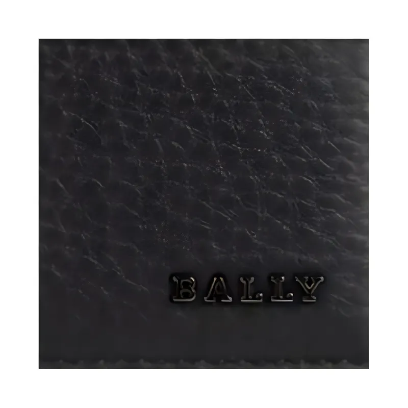 BALLY Leather Card Clip Card Holder Wallets Men's Black-4