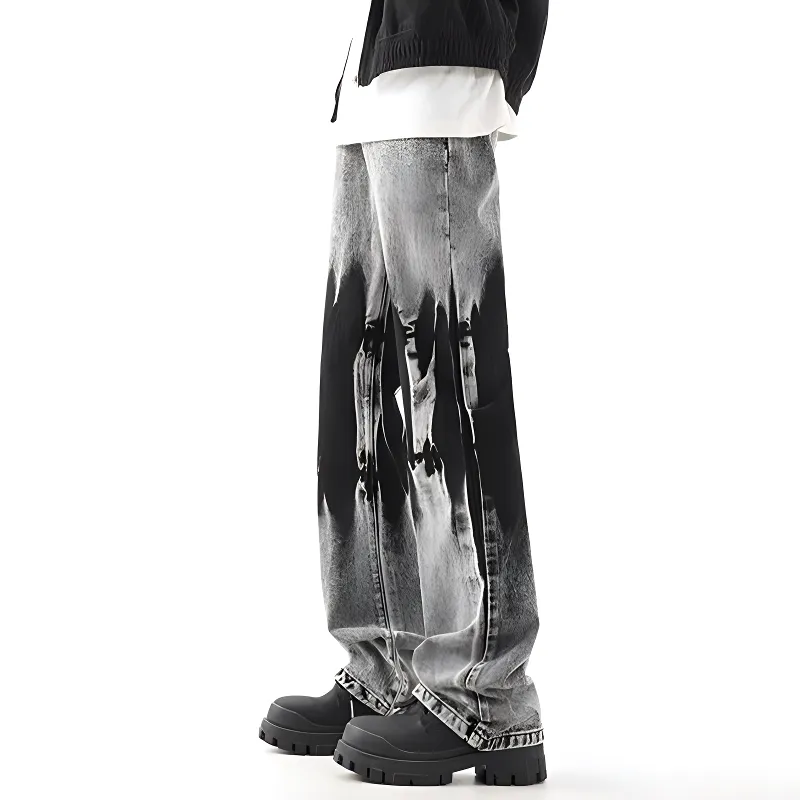 HKRXEC Jeans Men Black Gray Color-2