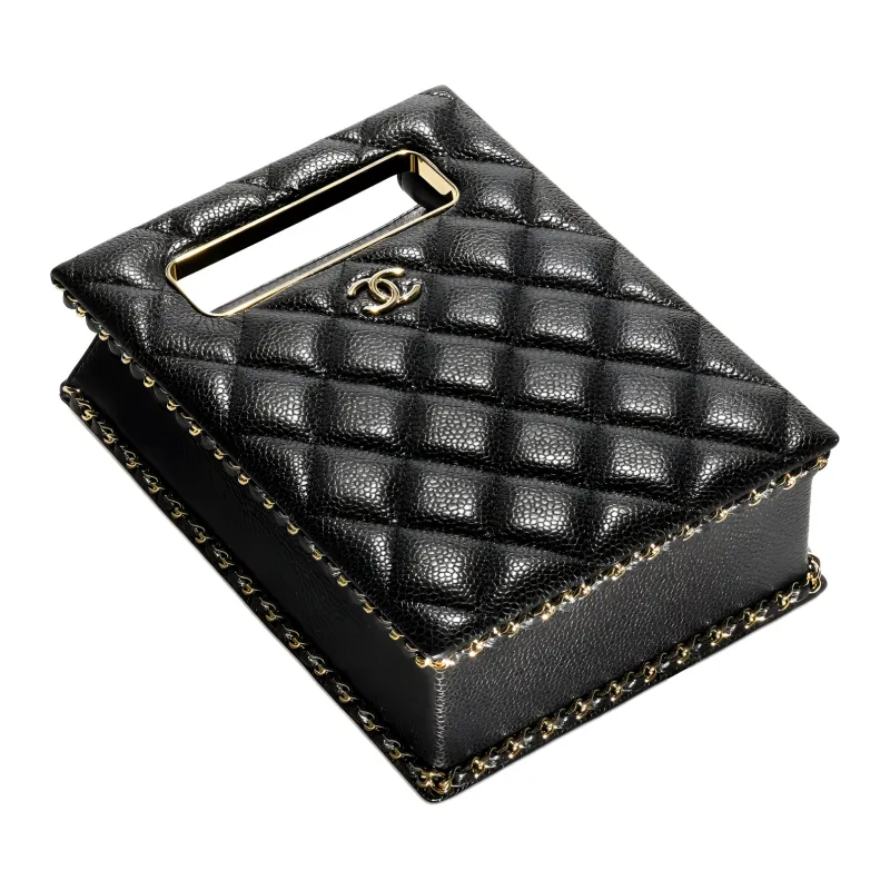 CHANEL Grain Embossed Lambskin Shoulder Bag, Crossbody Bag Women's Black-2