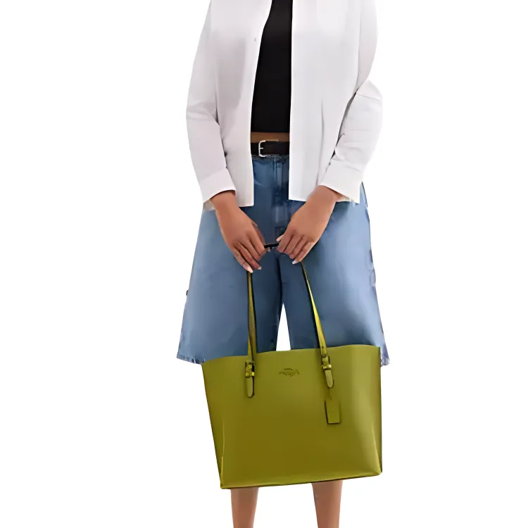 COACH Mollie Leather Tote Bag, Shopping Bag, Handbag, Shoulder Bag Large Size Women's Bright Olive-5