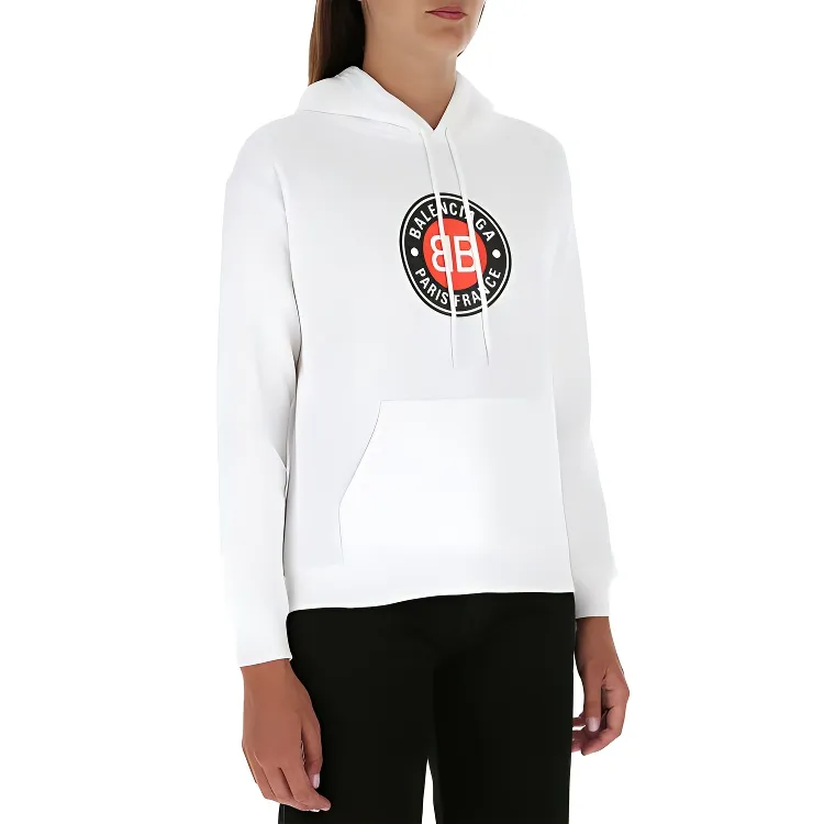 Balenciaga Logo Printed Hoodie 'White'-3