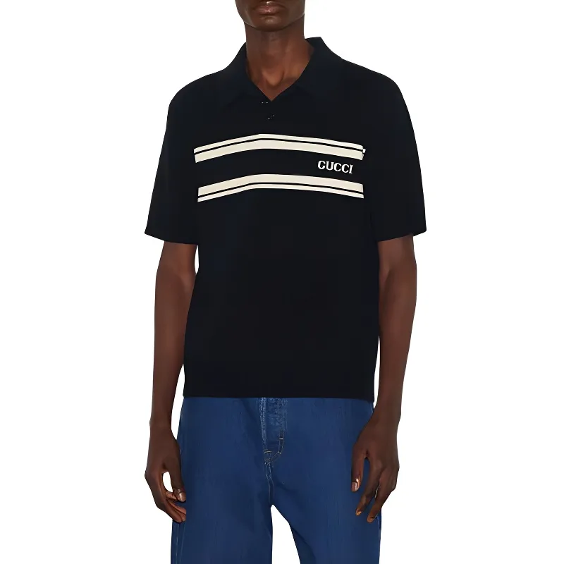 GUCCI Logo jacquard Polo Shirt-2