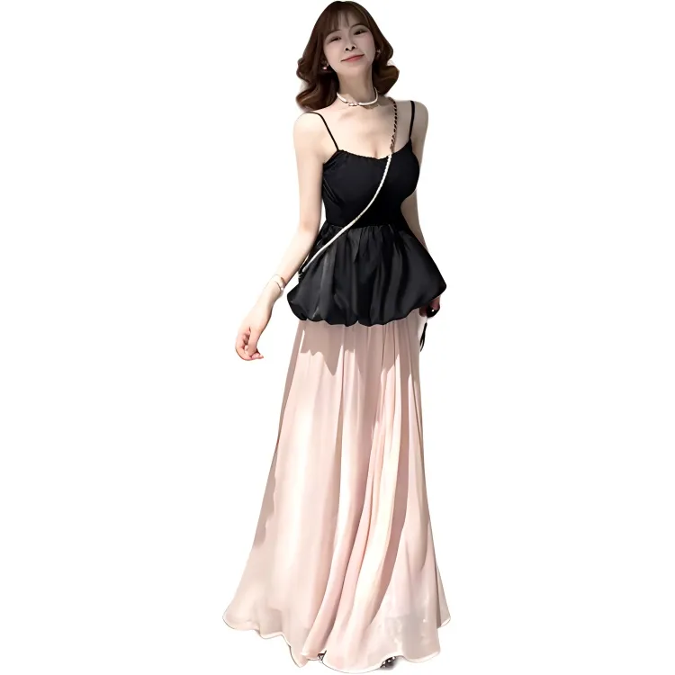 INCO VIBE Two Piece Skirt Sets Women's Black+Pink-3