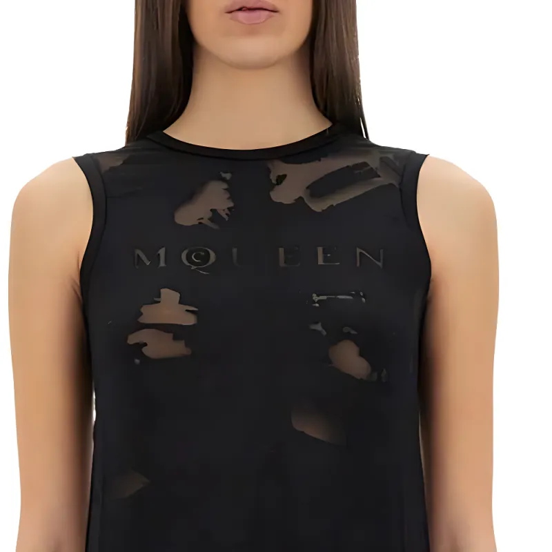 Alexander McQueen Logo Detailed Mesh Tank Top-5