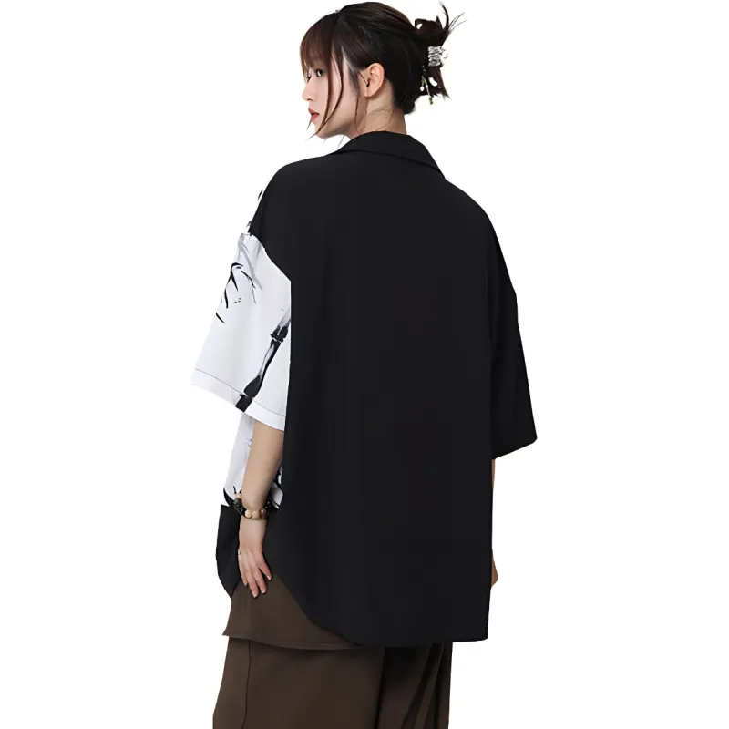 ADOONGA Shirts Women's Ink Wash Painting-1