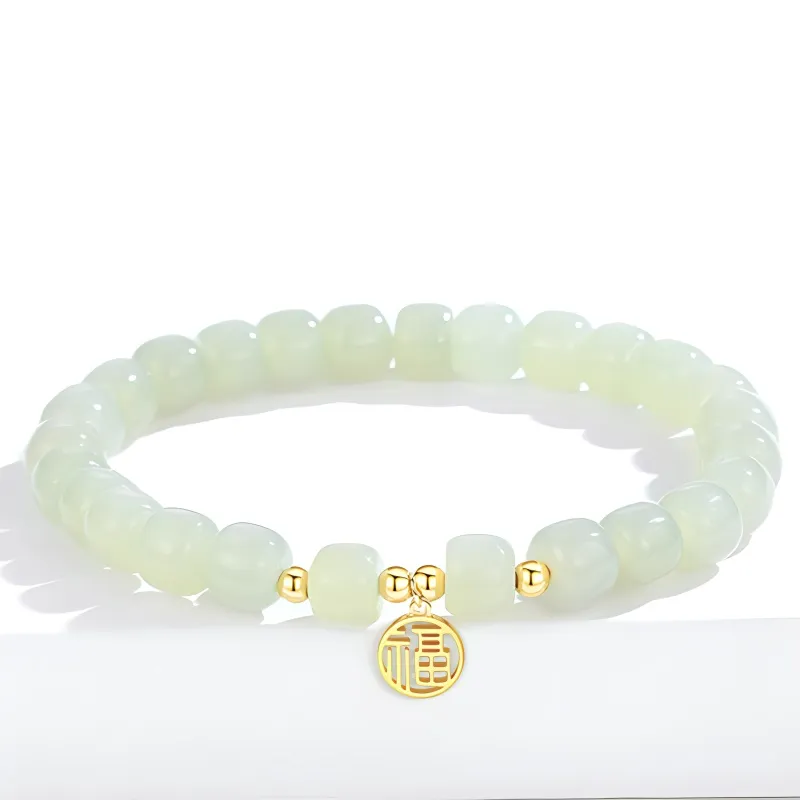 MUSHIFEN Hetian Jade Bracelets Pale Greenish White Jade Women's-4