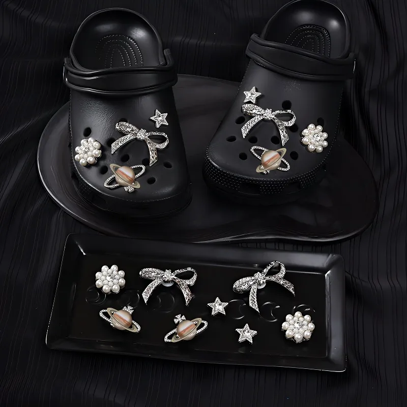 ZUOWEISHIJIA Premium Rhinestone Pearl Alloy Golden Bowknot Planet Accessories Unisex-3