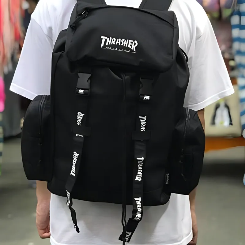 Thrasher Polyester Backpack Unisex Black-4