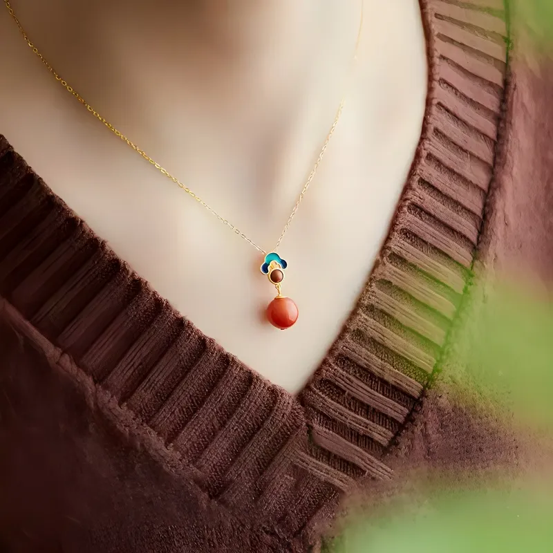 Seven Little Craftsmen South Red Agate Necklaces Women's-3