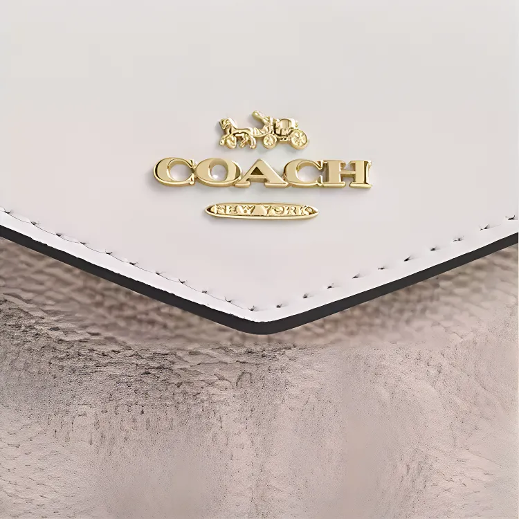 COACH Flap Card Case Coated Canvas Card Holder Mini Women's Chalk White-2