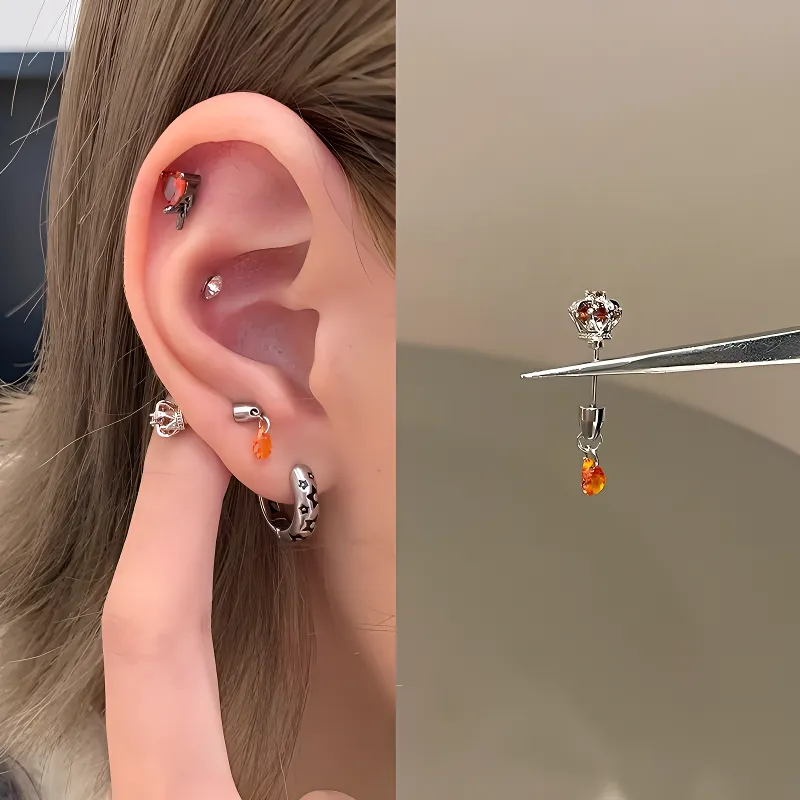 KwOnline Titanium Steel Stud Earrings Unisex-1