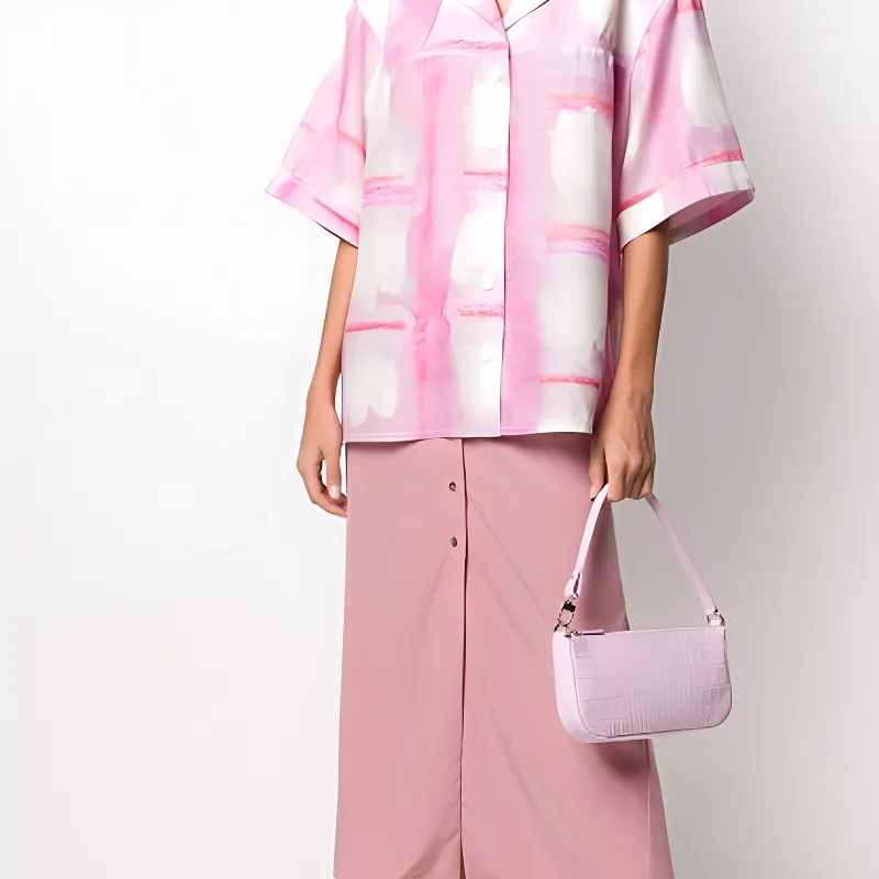 By Far Rachel Cotton With Leather Handbag Women's Pink-4