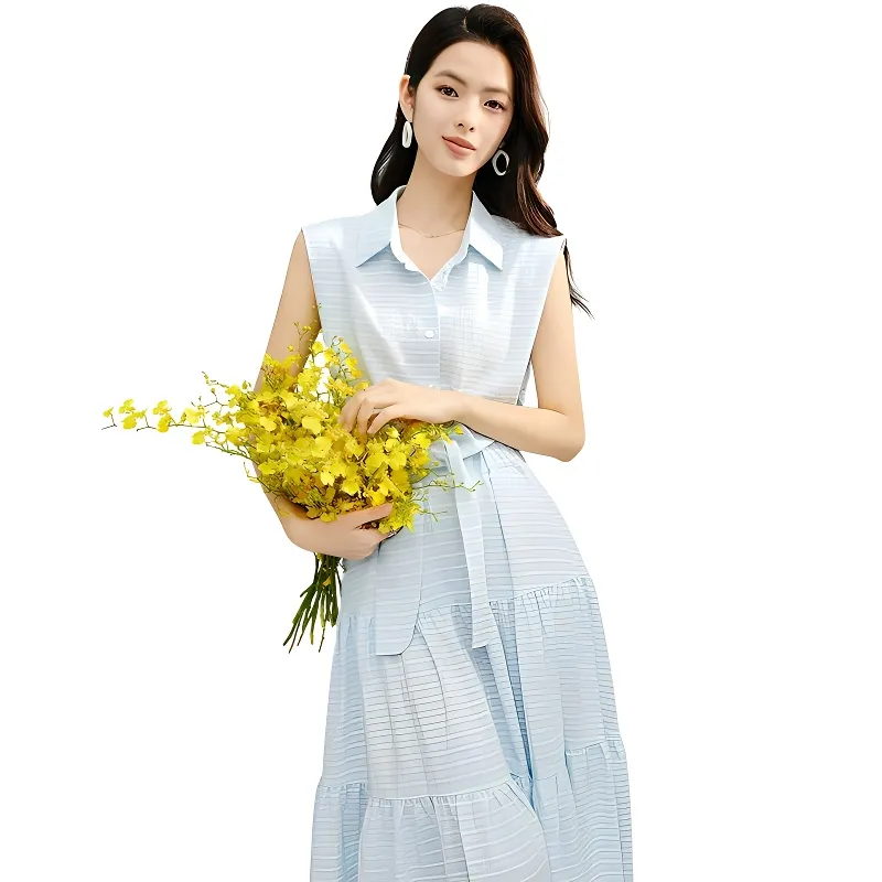Late White Sleeveless Dress Women's-2