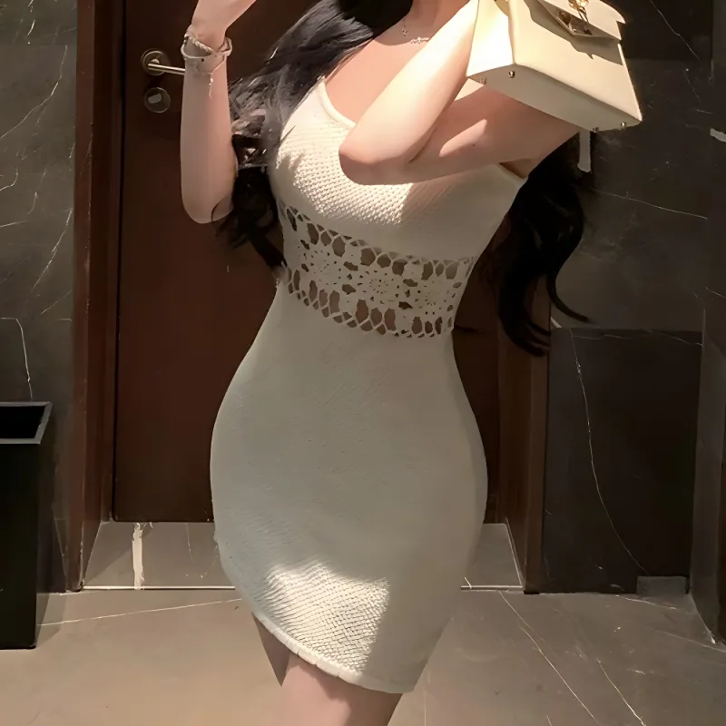 XUOIZA Slip Dresses Women's Milk White+Bowknot Hair Tie Comes With-3
