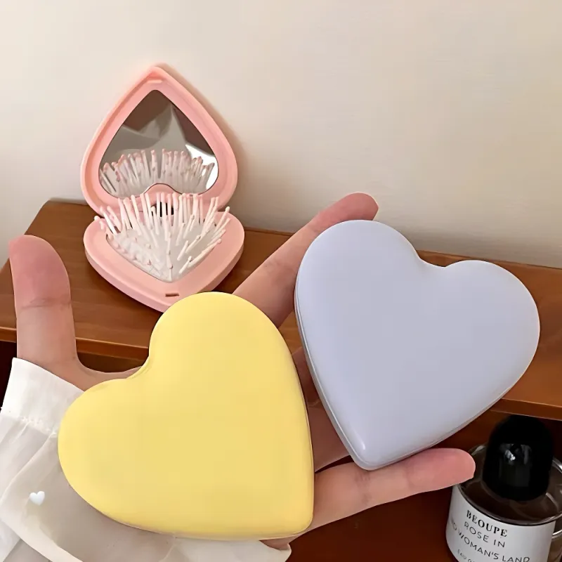 Future Maple Foldable Heart With Built in Clear Mirror Finish Air Cushion Comb Massage-2