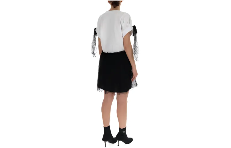 RED VALENTINO Short Sleeved Dress Women's Black White-1