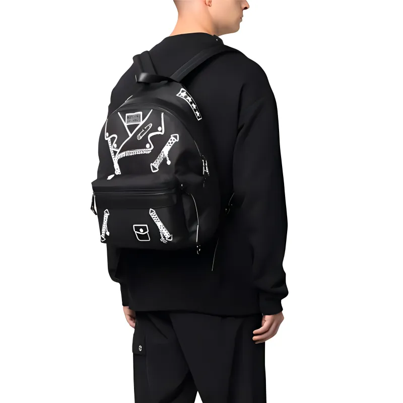 MOSCHINO Polyester Backpack Unisex Black-4