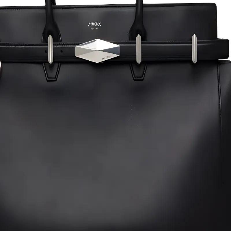 Jimmy Choo Diamond Calfskin Handbag Medium Size Women's Black-3