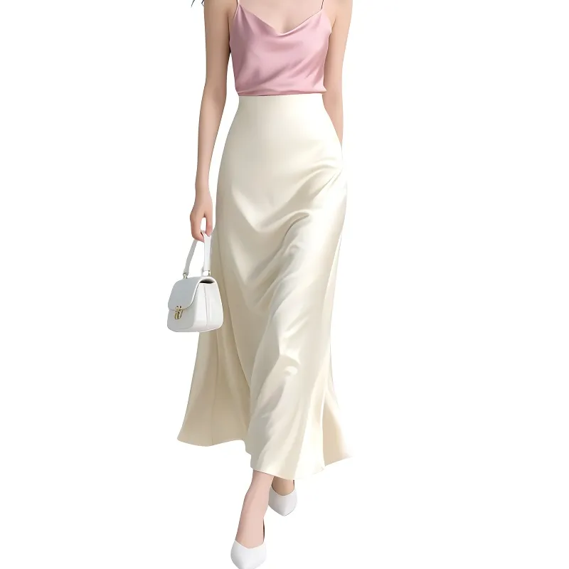 Late White Casual Long Skirt Women's-11