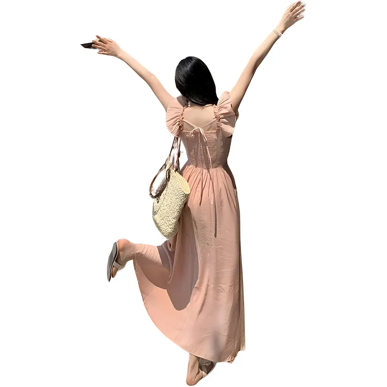 EIDOLON GRAIN Sleeveless Dress Women's Pink Orange-0