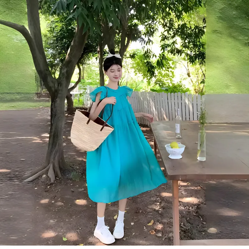 IQC Sleeveless Dresses Women's Turquoise-2