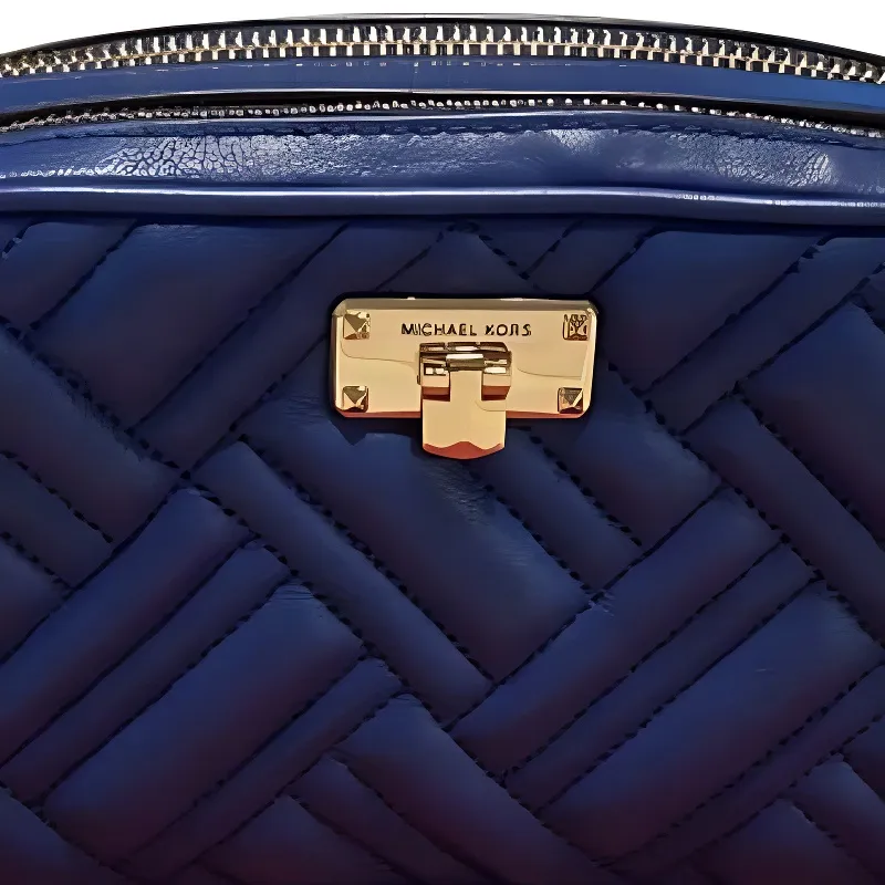 MICHAEL KORS Peyton Leather Camera Bag, Shoulder Bag, Crossbody Bag Women's Blue-1