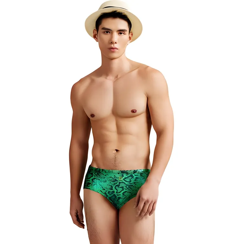 BALNEAIRE Swimming Shorts Men's Green Python-1