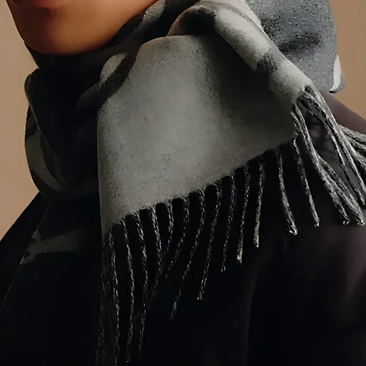 HERMES Cashmere Knit Scarves Unisex Medium Gray-2
